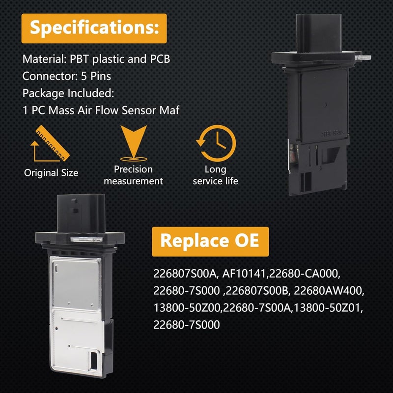 Yezoauto Mass Air Flow Sensor Maf Meter for Nissan Altima 04-14 / Armada 05-15 / Pathfinder 05-14 & Infiniti EX35 08-12 / Q45 05-06 & Suzuki Equator 09-12 & More Replace OE 22680-7S00A 22680-7S000 - Image 5